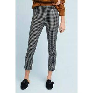 Anthropologie The‎ Essential Slim Trousers Women's 8P Black White Check Cropped